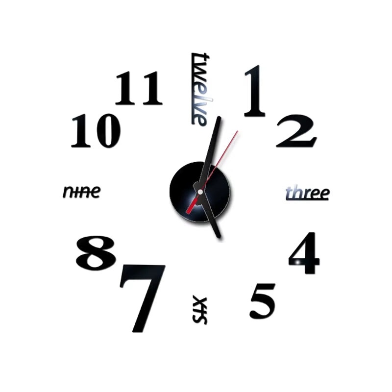 1Set DIY Digital Wall Clock 3D Mirror Surface Sticker Silent Clock Home Office Decor Wall Clock for Bedroom Office