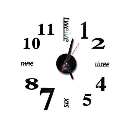 1Set DIY Digital Wall Clock 3D Mirror Surface Sticker Silent Clock Home Office Decor Wall Clock for Bedroom Office