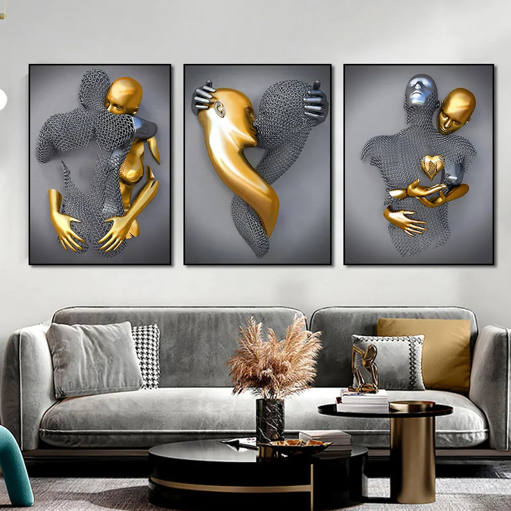 Metal Figure Statue Art Canvas Painting Romantic Abstract Posters and Prints Wall Pictures Modern Living Room Home Decoration