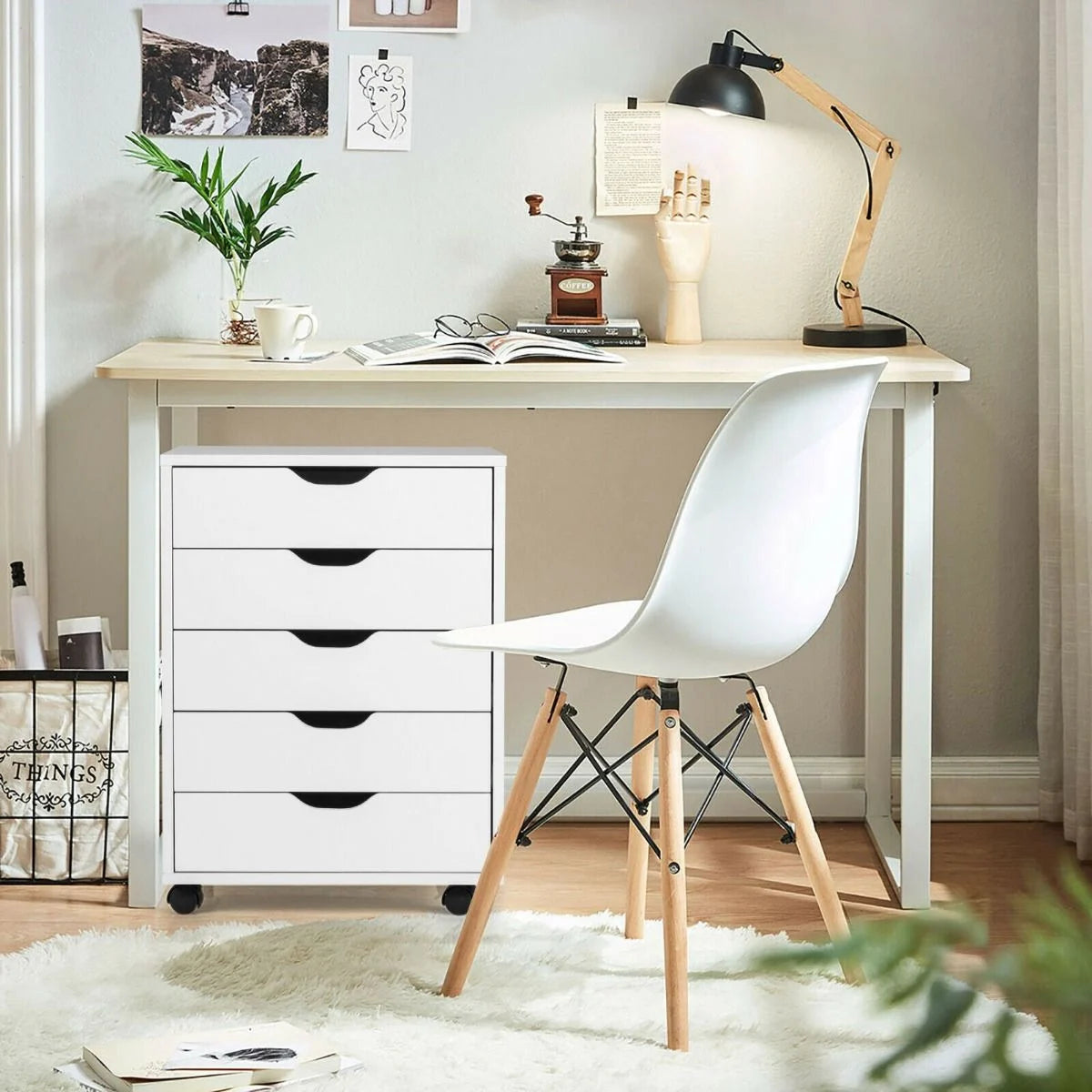 5 Drawer Chest with Wheels for Home and Office