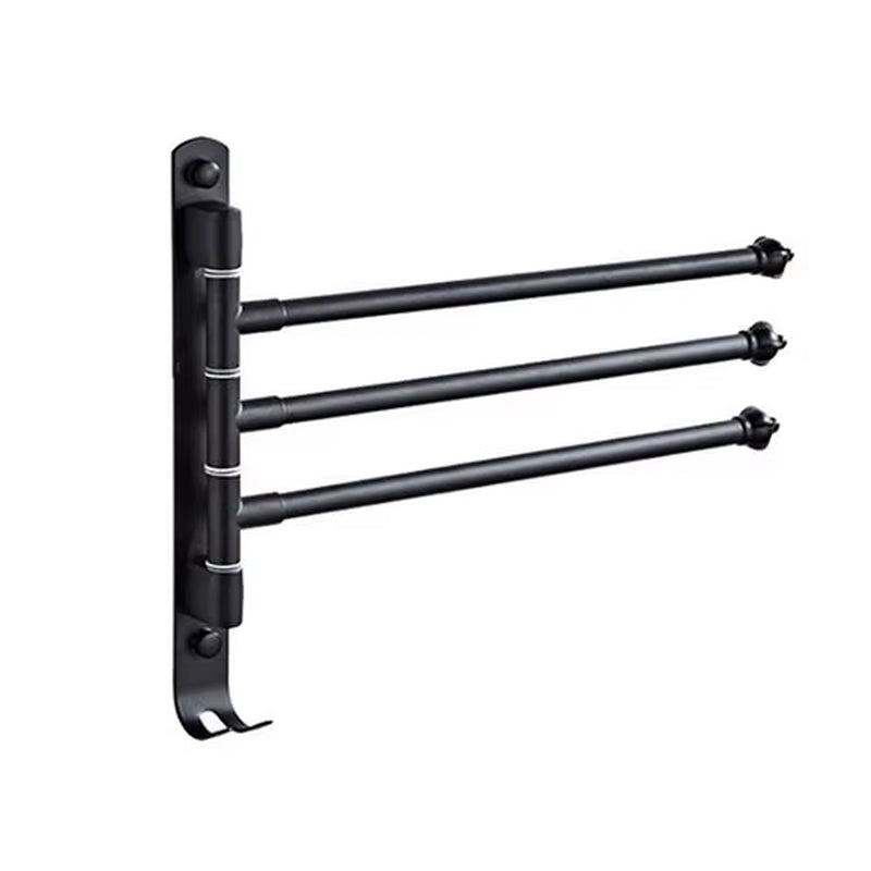 Stainless Steel Bathroom Swivel Towel Bar, Swing Hanger Towel Rack with Hook Space Saving Wall Mount Rotating Towel Rail
