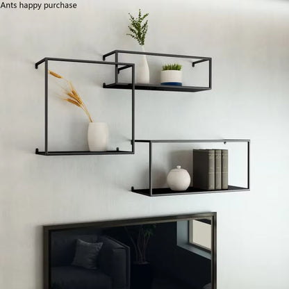 Wall Wrought Iron Shelf Home Storage Rack Living Room Shelf Background Wall Decoration Partition Potted Plant Frame Book Rack