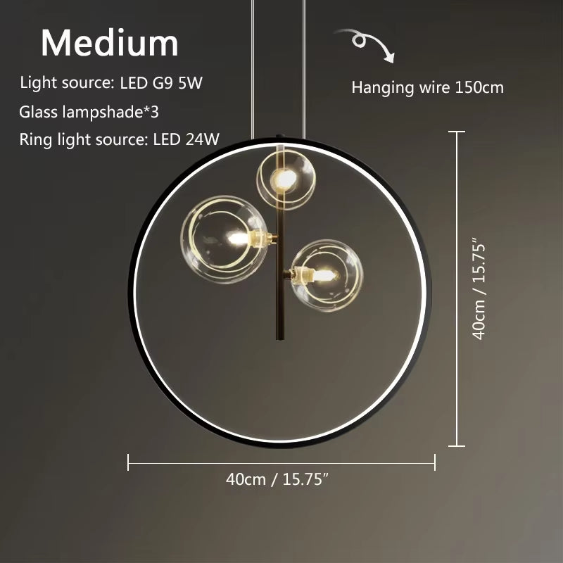 Round Glass Bubbles Chandelier for Living Room Dining Room Kitchen Table Bedroom Modern Glass Ball Pendant Lights Black