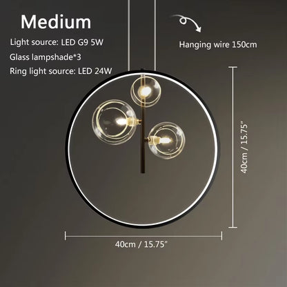 Round Glass Bubbles Chandelier for Living Room Dining Room Kitchen Table Bedroom Modern Glass Ball Pendant Lights Black