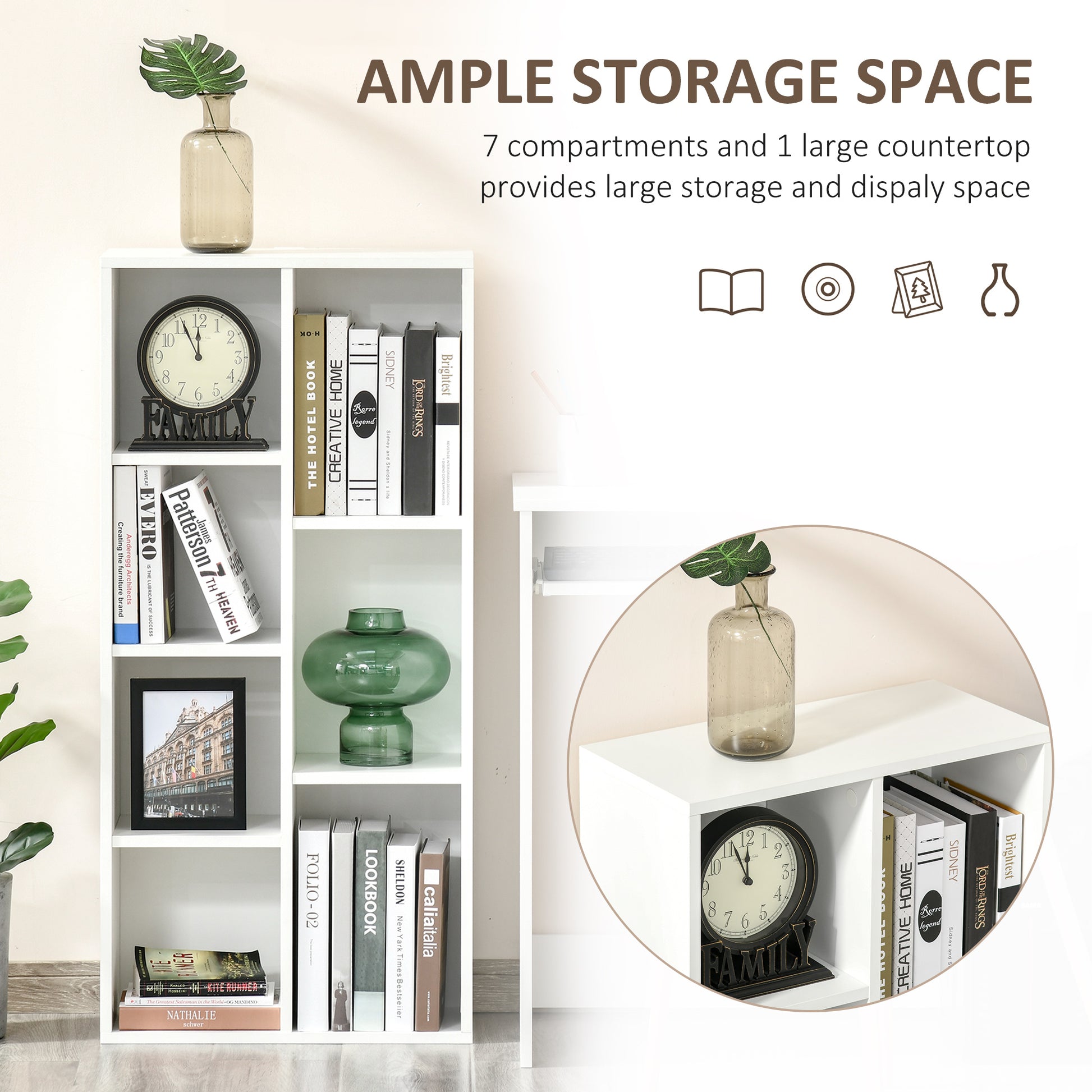 Bookcase Modern Bookshelf Cabinet for Home Office