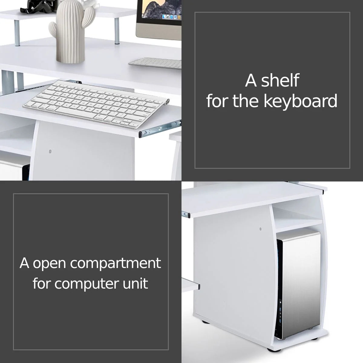 Office Workstation with 2 Drawers and Sliding Keyboard Tray