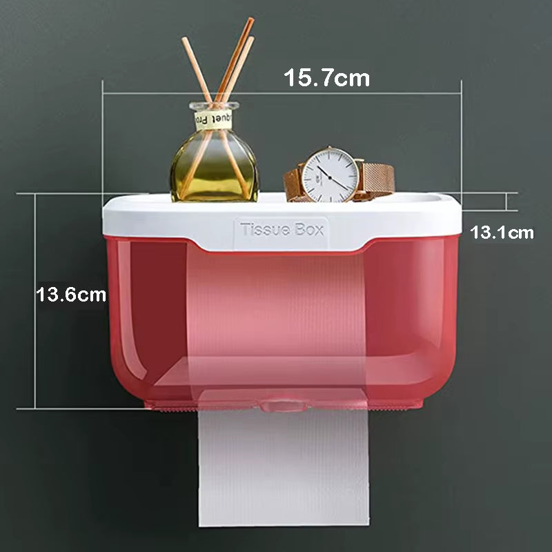 Punch-Free Toilet Paper Box Tissue Box Waterproof Mobile Phone Storage Toilet Paper Storage Rack Tissue Bathroom Supplies