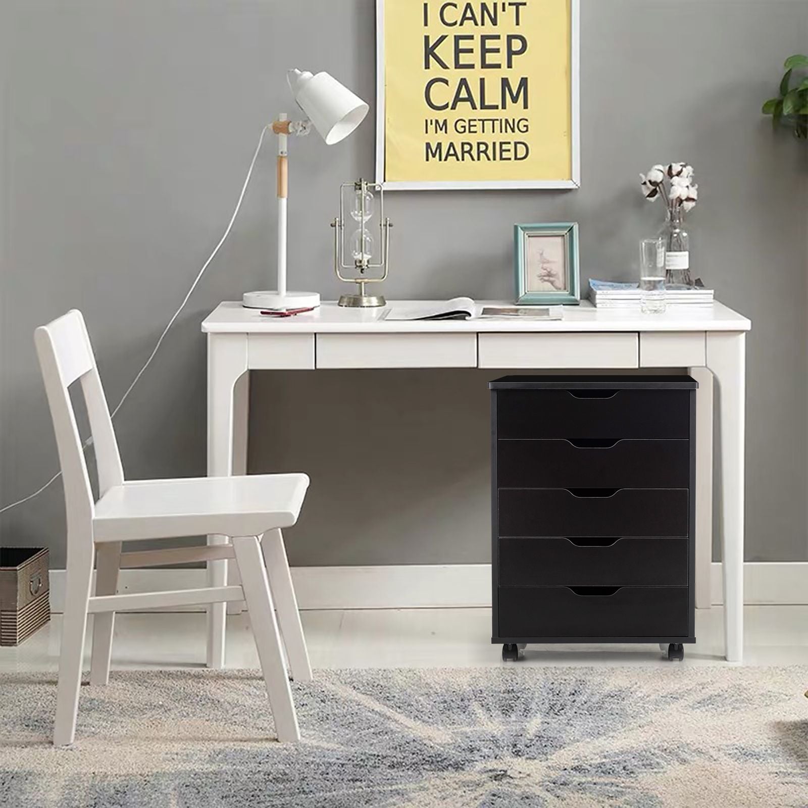 5 Drawer Chest with Wheels for Home and Office