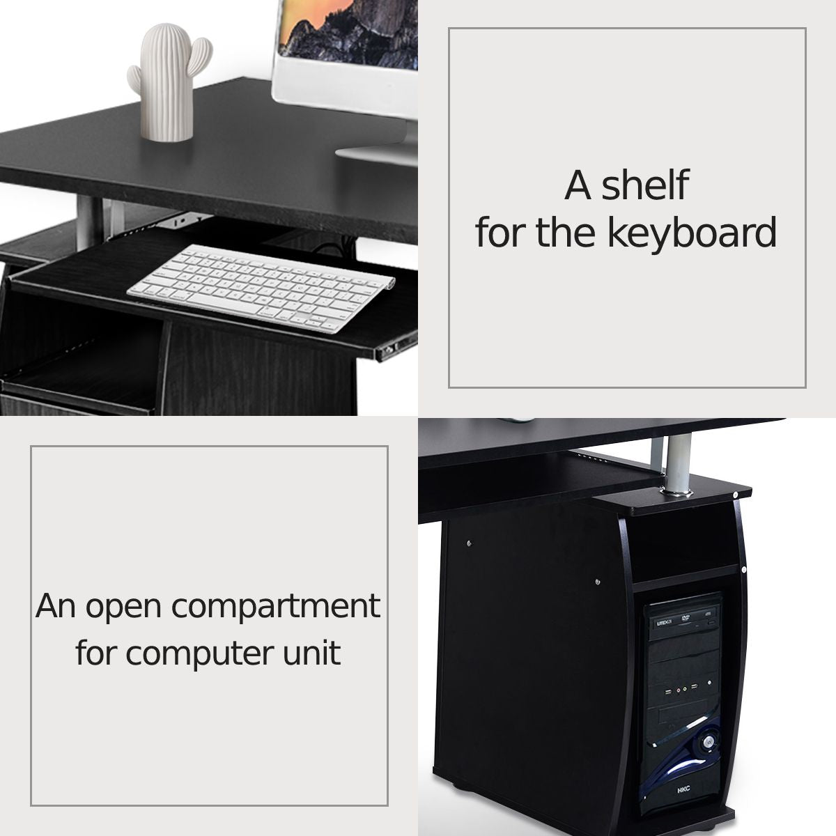 Office Workstation with 2 Drawers and Sliding Keyboard Tray
