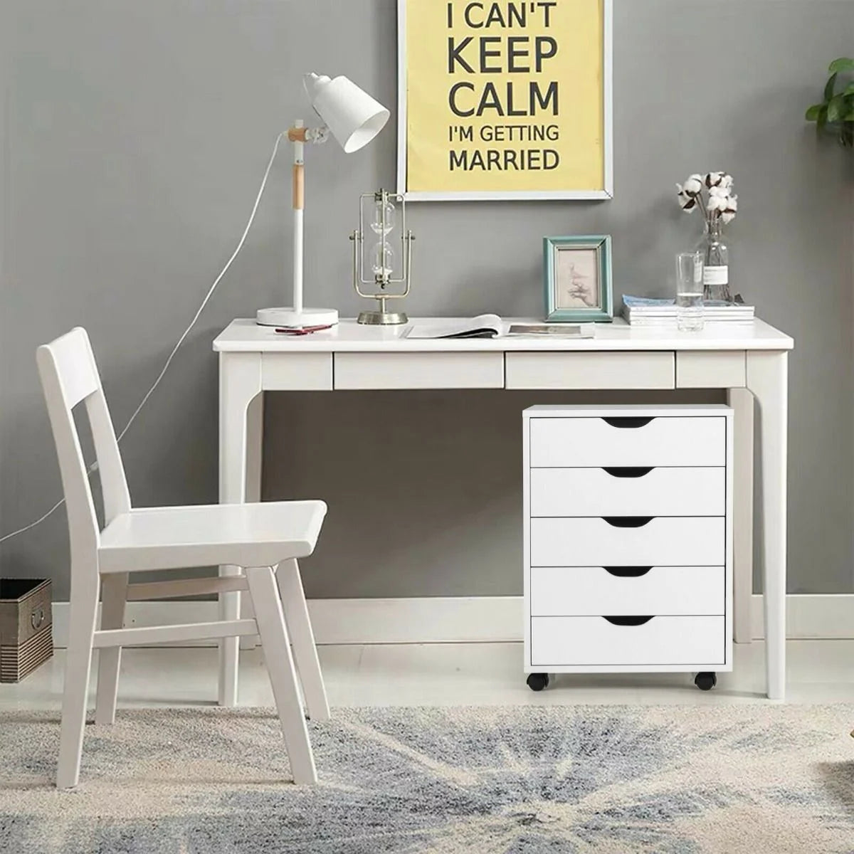 5 Drawer Chest with Wheels for Home and Office