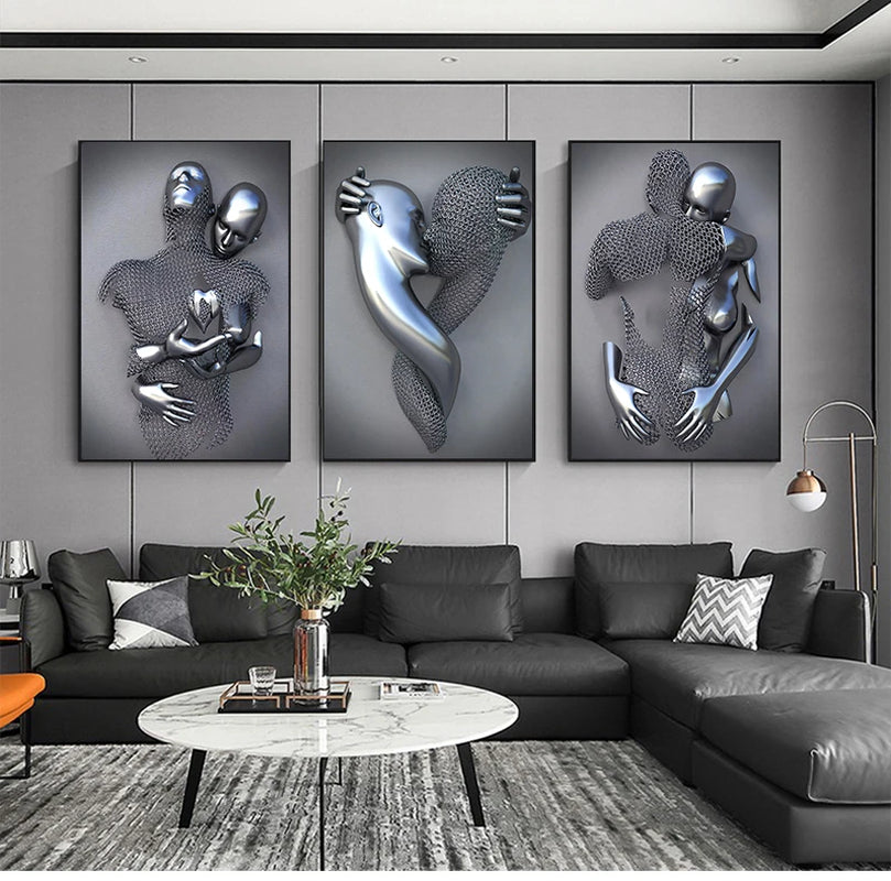 Metal Figure Statue Art Canvas Painting Romantic Abstract Posters and Prints Wall Pictures Modern Living Room Home Decoration