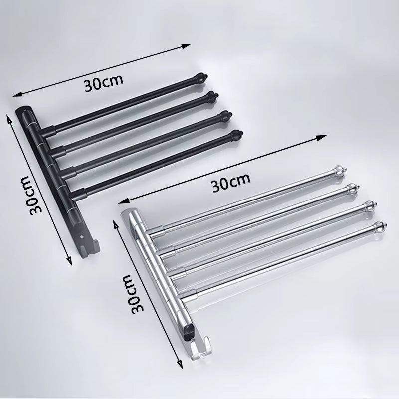 Stainless Steel Bathroom Swivel Towel Bar, Swing Hanger Towel Rack with Hook Space Saving Wall Mount Rotating Towel Rail
