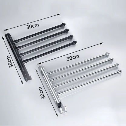Stainless Steel Bathroom Swivel Towel Bar, Swing Hanger Towel Rack with Hook Space Saving Wall Mount Rotating Towel Rail