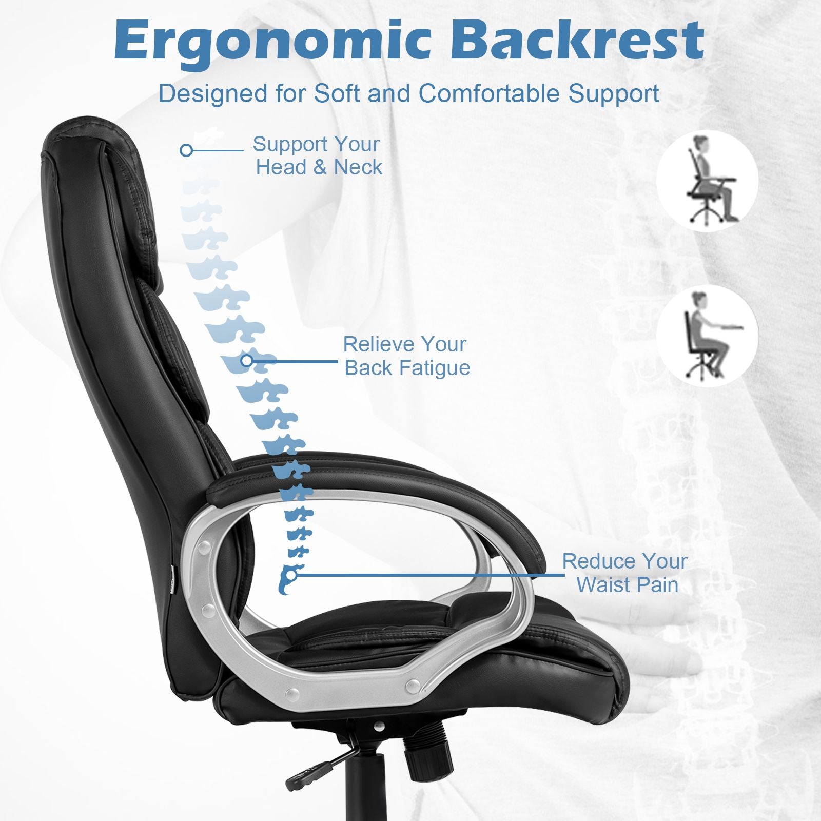 Executive Office Chair with Adjustable Height for Home Office Meeting Room