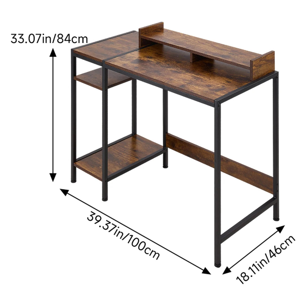 Office Desk with Monitor Stand Home Office Portable Work Studying Table, 100Cm Wx 46Cm D X 84Cm H
