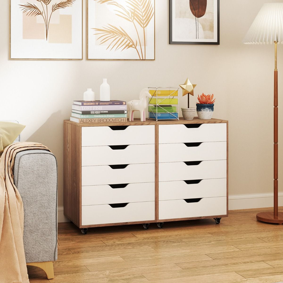 5 Drawer Chest with Wheels for Home and Office