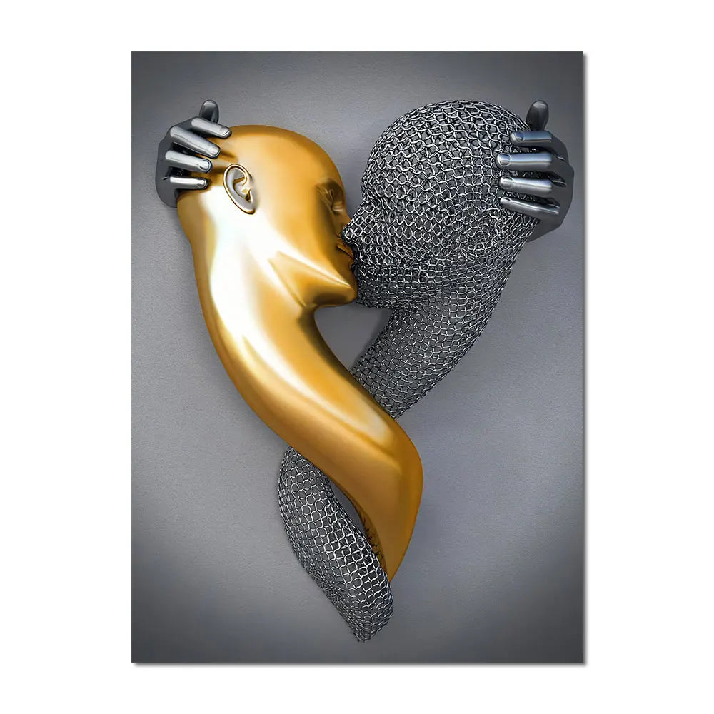 Metal Figure Statue Art Canvas Painting Romantic Abstract Posters and Prints Wall Pictures Modern Living Room Home Decoration