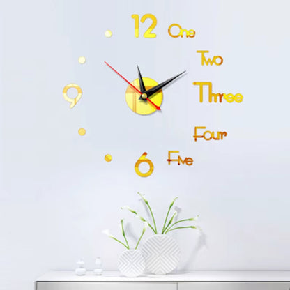 1Set DIY Digital Wall Clock 3D Mirror Surface Sticker Silent Clock Home Office Decor Wall Clock for Bedroom Office