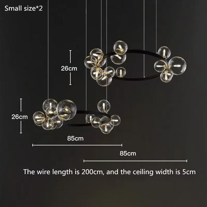 Round Glass Bubbles Chandelier for Living Room Dining Room Kitchen Table Bedroom Modern Glass Ball Pendant Lights Black