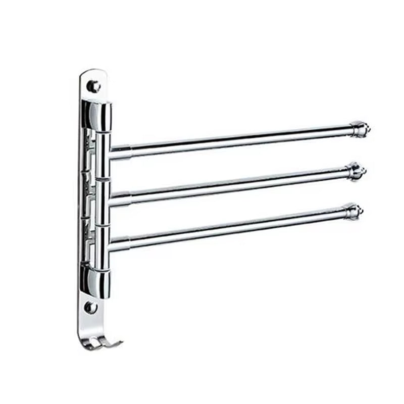 Stainless Steel Bathroom Swivel Towel Bar, Swing Hanger Towel Rack with Hook Space Saving Wall Mount Rotating Towel Rail