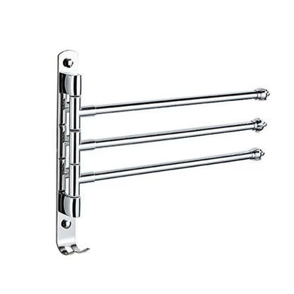 Stainless Steel Bathroom Swivel Towel Bar, Swing Hanger Towel Rack with Hook Space Saving Wall Mount Rotating Towel Rail