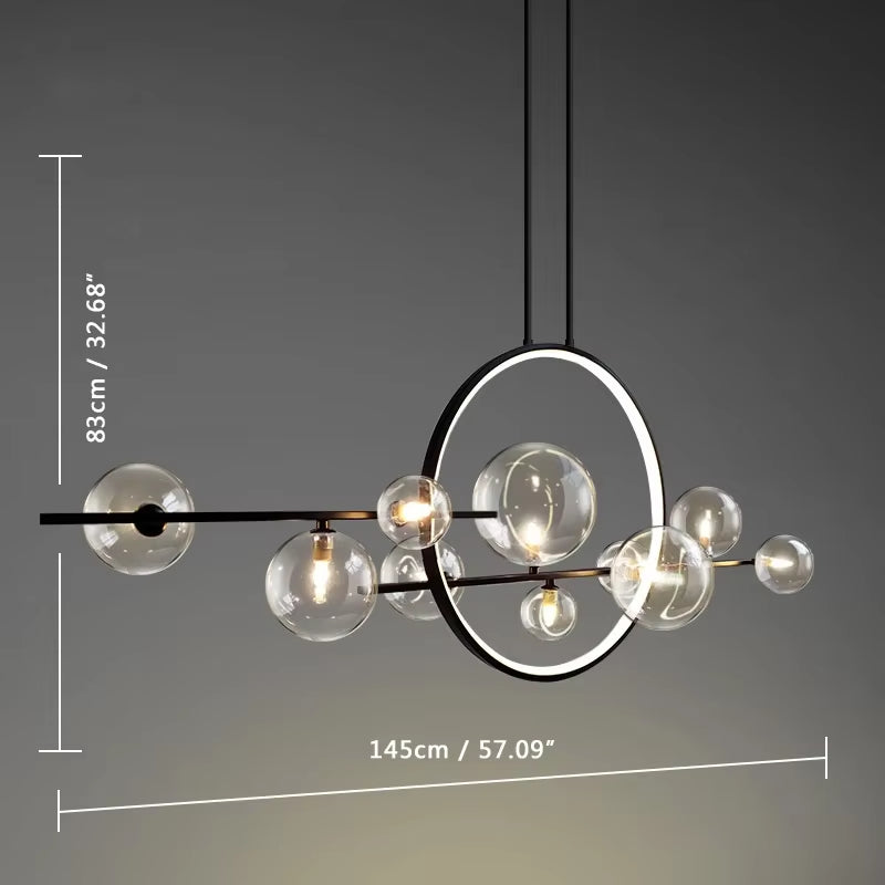 Round Glass Bubbles Chandelier for Living Room Dining Room Kitchen Table Bedroom Modern Glass Ball Pendant Lights Black