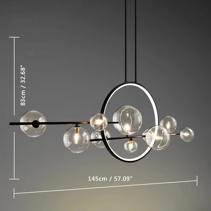 Round Glass Bubbles Chandelier for Living Room Dining Room Kitchen Table Bedroom Modern Glass Ball Pendant Lights Black