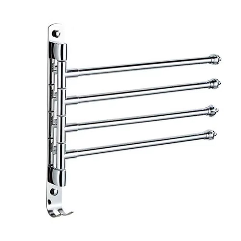 Stainless Steel Bathroom Swivel Towel Bar, Swing Hanger Towel Rack with Hook Space Saving Wall Mount Rotating Towel Rail