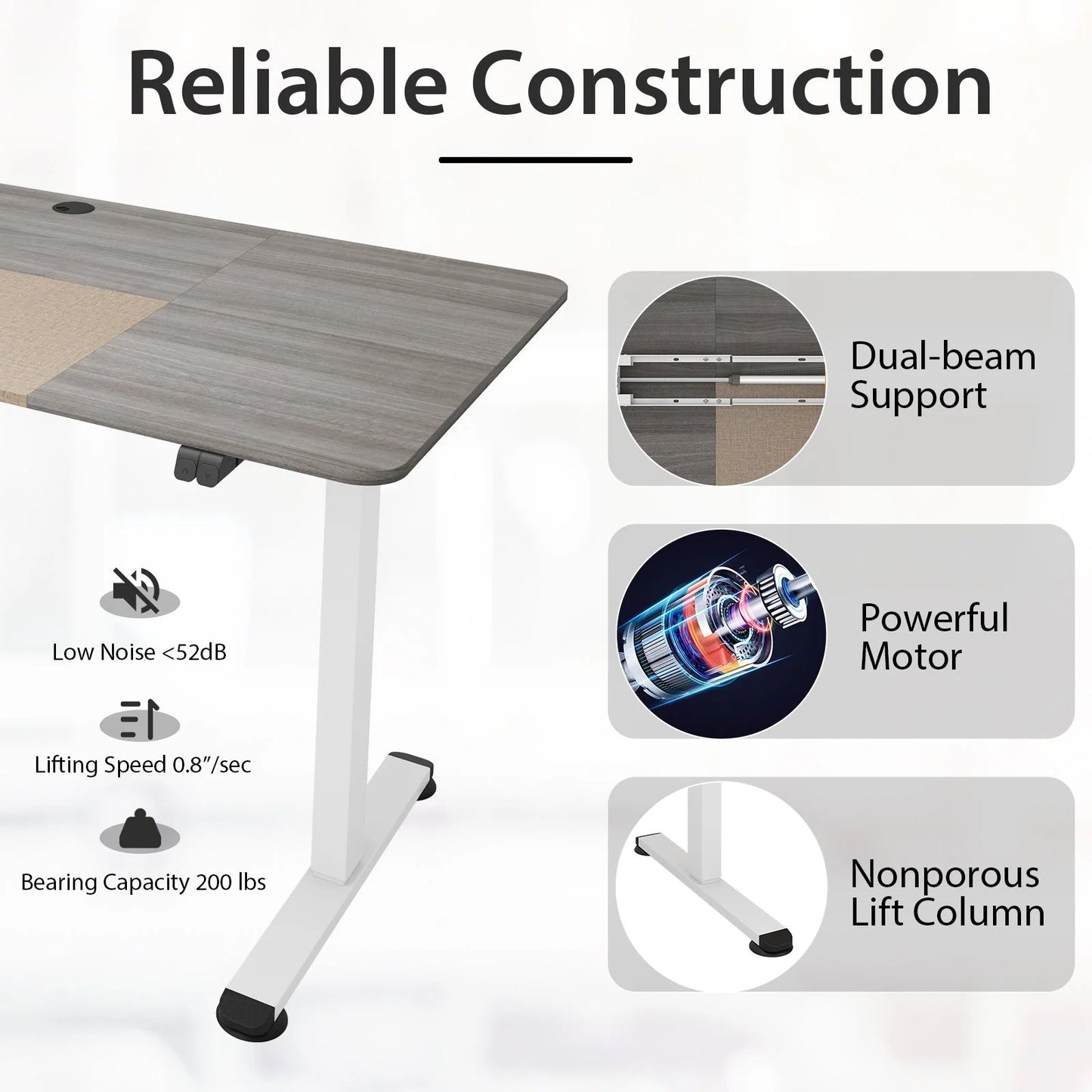 Height Adjustable Home Office Computer Desk with Headphone Hook