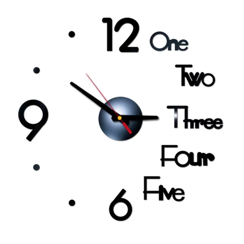 1Set DIY Digital Wall Clock 3D Mirror Surface Sticker Silent Clock Home Office Decor Wall Clock for Bedroom Office