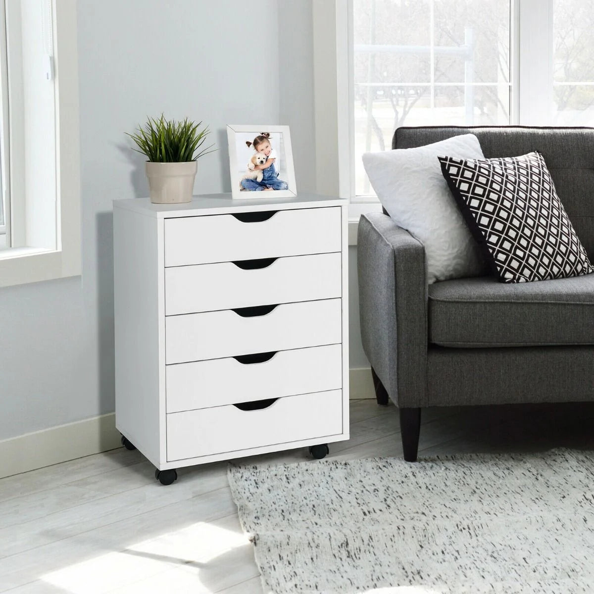 5 Drawer Chest with Wheels for Home and Office