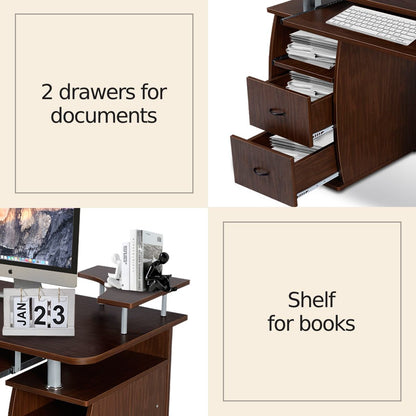 Office Workstation with 2 Drawers and Sliding Keyboard Tray