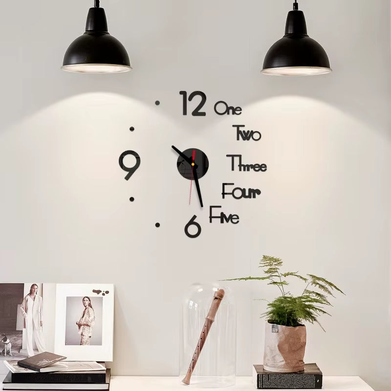 1Set DIY Digital Wall Clock 3D Mirror Surface Sticker Silent Clock Home Office Decor Wall Clock for Bedroom Office