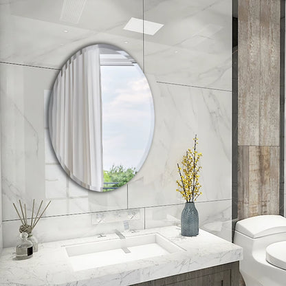 Voltsify Modern Frameless Oval Wall Mounted Mirror Bathroom Mirror Toilet Mirror Makeup Mirror