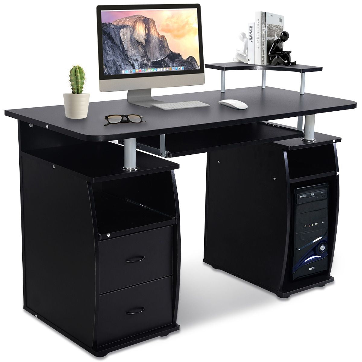 Office Workstation with 2 Drawers and Sliding Keyboard Tray